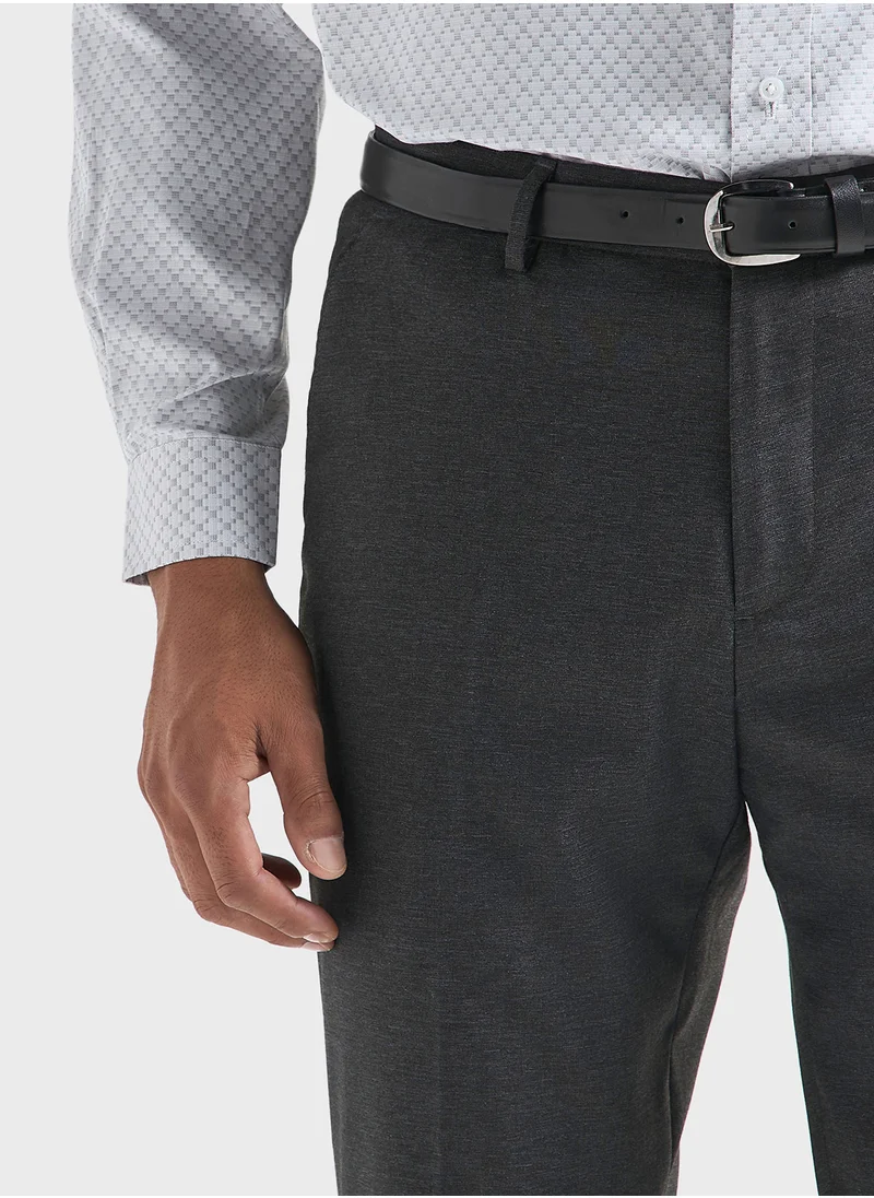 فاف Solid Slim Fit Trousers with Pockets
