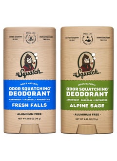Dr. Squatch Natural Deodorant For Men - Odor-Squatching Men'S Deodorant Aluminum Free - Alpine Sage + Fresh Falls (2.65 Oz, 2 Pack)  - Image 1