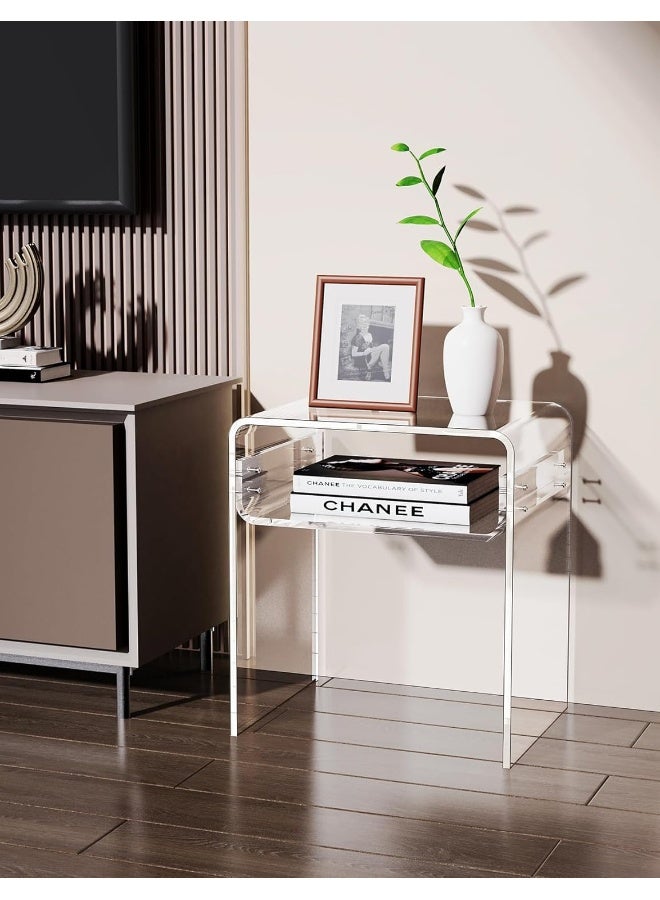 TPGP Acrylic Side Table, Bedside table Nightstand for Living Room Bedroom, Acrylic Tables (Clear)  - Image 4