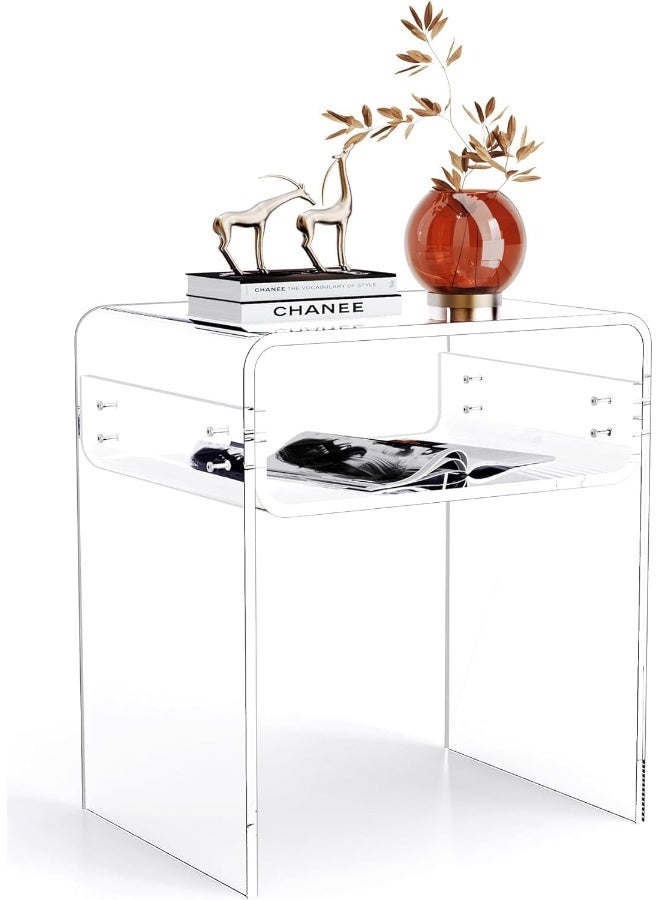 TPGP Acrylic Side Table, Bedside table Nightstand for Living Room Bedroom, Acrylic Tables (Clear)  - Image 1