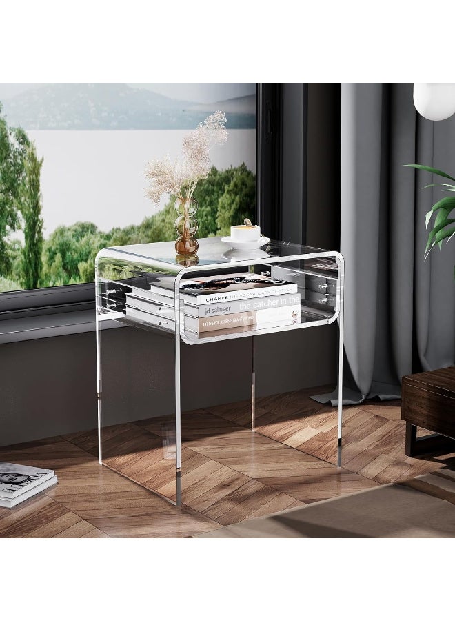 TPGP Acrylic Side Table, Bedside table Nightstand for Living Room Bedroom, Acrylic Tables (Clear)  - Image 2