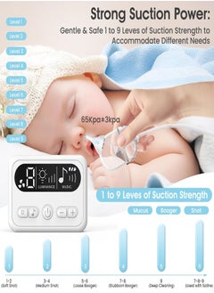 Osowake New Nasal Aspirator for Baby, 65kPa Electric Baby Nose Aspirator with Adjustable 9 Levels Suction, Automatic Nose Cleaner with 3 Silicone Tips  - Image 2
