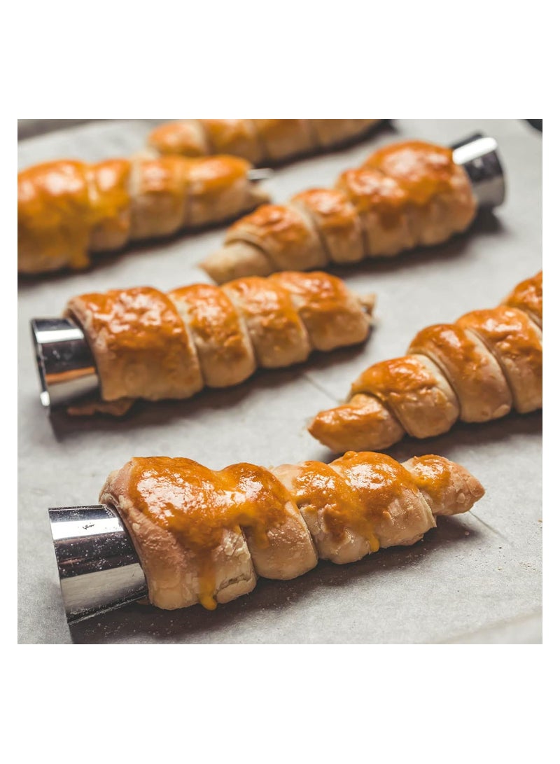 16Pcs Cream Horn Molds Baking Cones Cream Roll Horn Forms Stainless Steel Cannoli Tubes Ice Cream Mold Standing Cone Shap Conical Danish Pastry Croissant Cones Moulds Large Size 4.7 inch