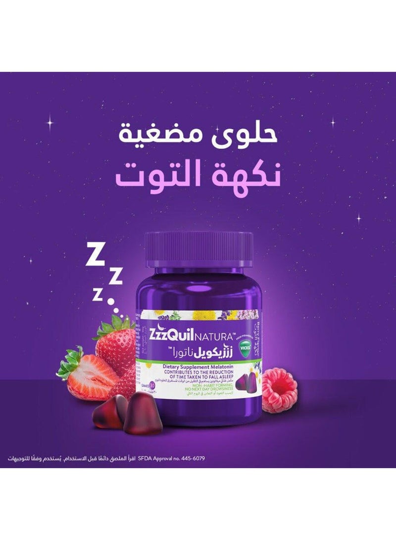 ZzzQuil ZZZICOL Natura Melatonin Food Supplement Non-Habit Forming - 30 Tablets - Image 5