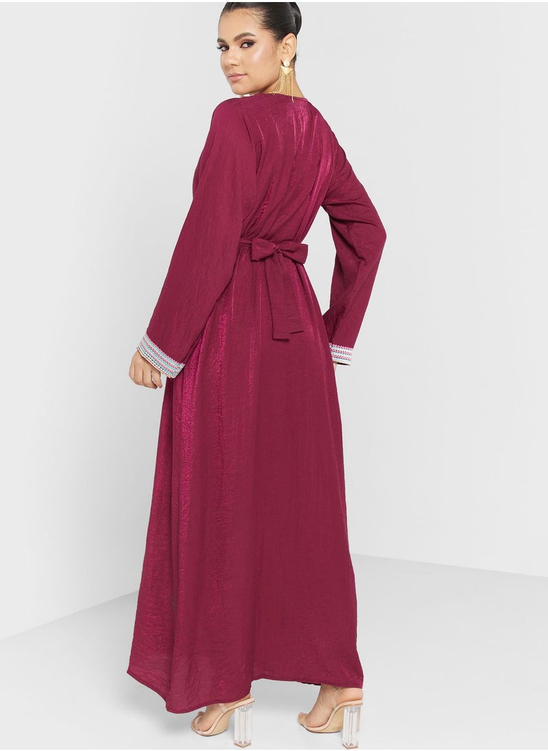 hayas closet - Embroidered Belted Jalabiya - Image 1