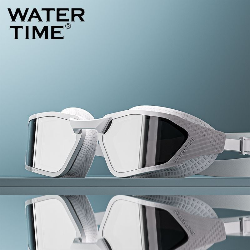 WaterTime Waterproof Anti-Fog HD Wide-Angle Swimming Goggles with Prescription Swim Cap Set - Image 1