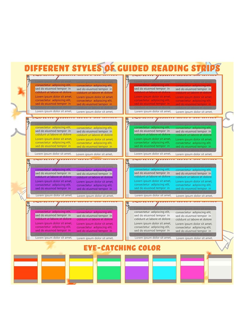 8 Pieces Colorful Guided Reading Strips, Dyslexia Tools, Overlay Reading Guide Strips for Kids, Colored Overlays Reading Bookmarks Reading Line, Trackers for Kids Student Reading Tools. - Image 2