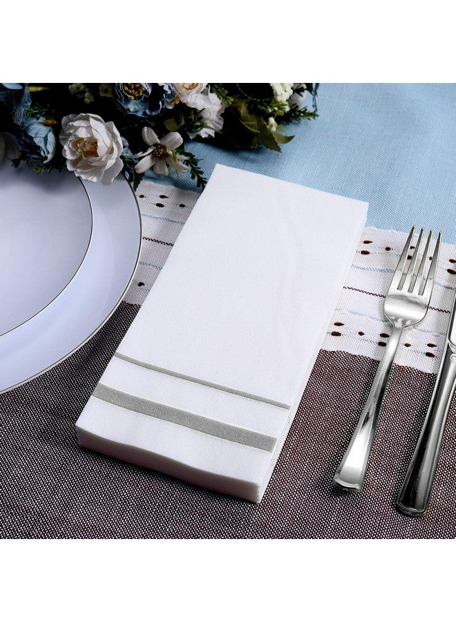 FOCUSLINE 200 Linen Feel Disposable Bathroom Napkins, Soft and Absorbent Paper Guest Towels, Cloth-Like Hand Towels Decorative Paper Napkins for Parties, Weddings, Dinners or Events, Silver, 12" x 17" - Image 3