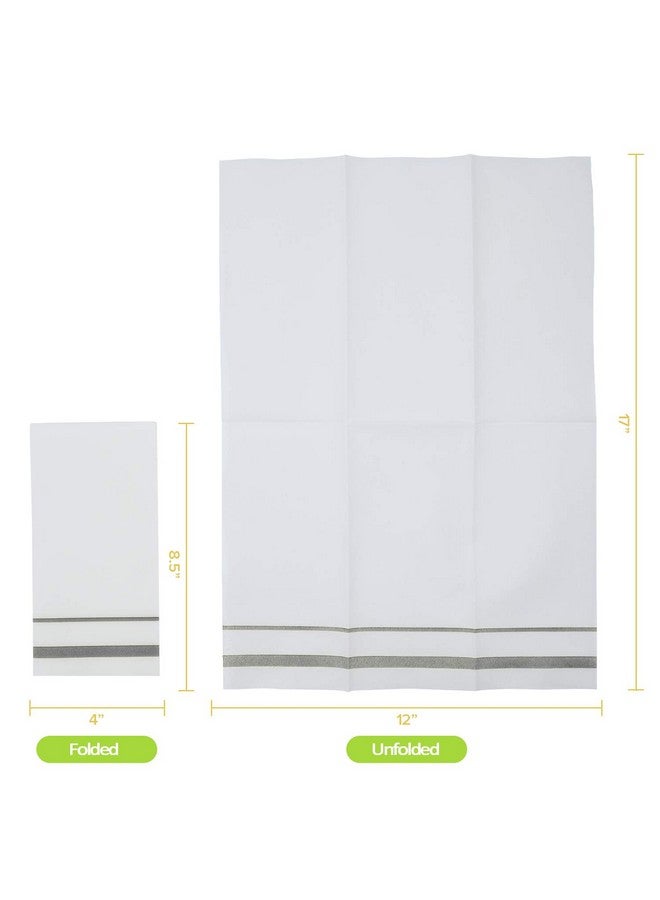 FOCUSLINE 200 Linen Feel Disposable Bathroom Napkins, Soft and Absorbent Paper Guest Towels, Cloth-Like Hand Towels Decorative Paper Napkins for Parties, Weddings, Dinners or Events, Silver, 12" x 17" - Image 2