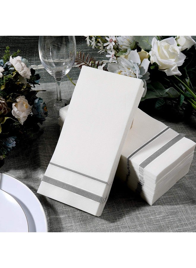 FOCUSLINE 200 Linen Feel Disposable Bathroom Napkins, Soft and Absorbent Paper Guest Towels, Cloth-Like Hand Towels Decorative Paper Napkins for Parties, Weddings, Dinners or Events, Silver, 12" x 17" - Image 5
