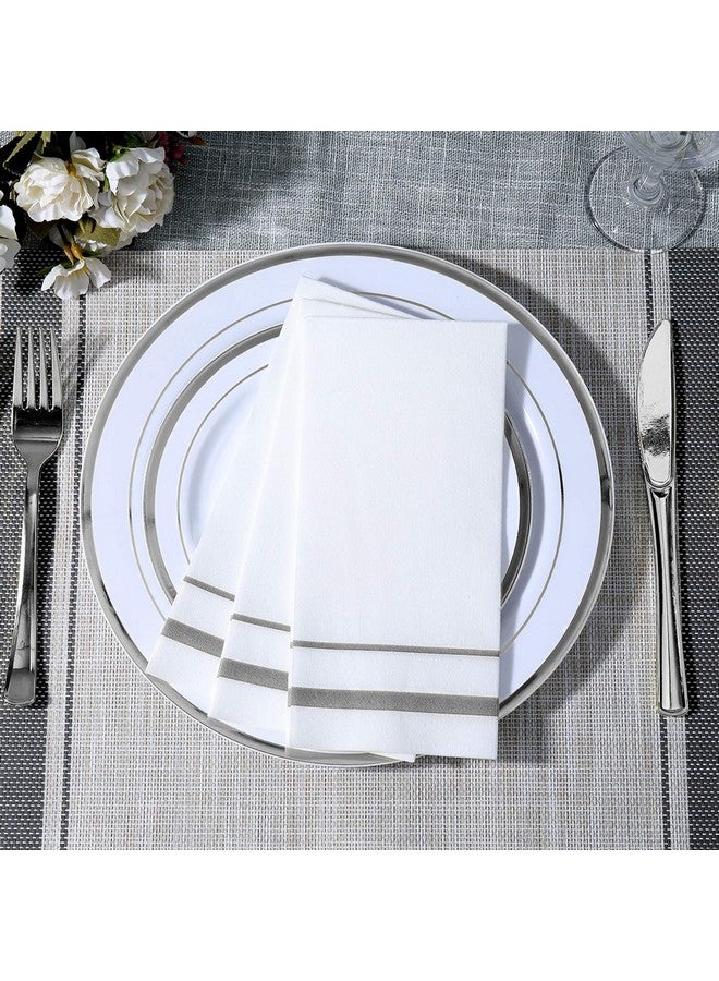 FOCUSLINE 200 Linen Feel Disposable Bathroom Napkins, Soft and Absorbent Paper Guest Towels, Cloth-Like Hand Towels Decorative Paper Napkins for Parties, Weddings, Dinners or Events, Silver, 12" x 17" - Image 4