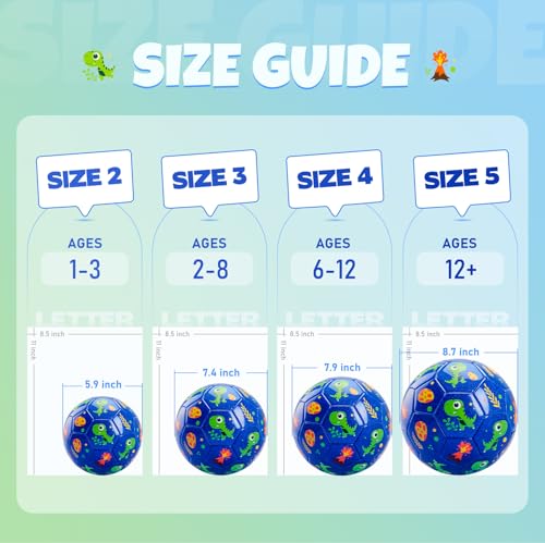 INPODAK Toddler Soccer Ball Size 3 Cartoon Dinosaur Blue Ball for Kids 28 with Pump Mesh Bag Great Gift for Boy Girl Birthdays Parties - Image 5
