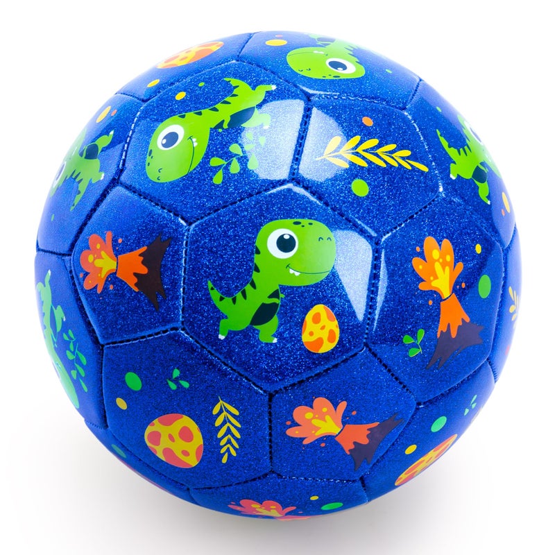 INPODAK Toddler Soccer Ball Size 3 Cartoon Dinosaur Blue Ball for Kids 28 with Pump Mesh Bag Great Gift for Boy Girl Birthdays Parties - Image 3
