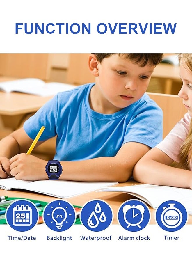 Coobos 4pcs Kids Watch Boys Girls,Waterproof Watch For Kids,Digital Watch For Timing（Grey Blue White Green）  - Image 2