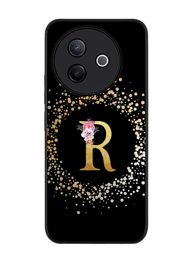 Stylizedd For Vivo Y39 5G / vivo Y300i 5G Case,Slim fit Camera Protection, Shockproof Thin Phone cover  - Custom Monogram Floral - R ( Black ) - Image 1