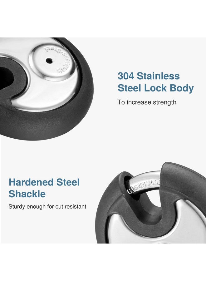 بوروما قفل بوروما بمفتاح، قفل خزانة قرص من الفولاذ المقاوم للصدأ، أقفال شديدة التحمل بثلاثة مفاتيح، قفل وحدة تخزين بوابة مقاوم للماء مع مصد مطاطي للمستودعات وخزانة تخزين الصالة الرياضية والأماكن الخارجية (عبوة واحدة) - Image 4