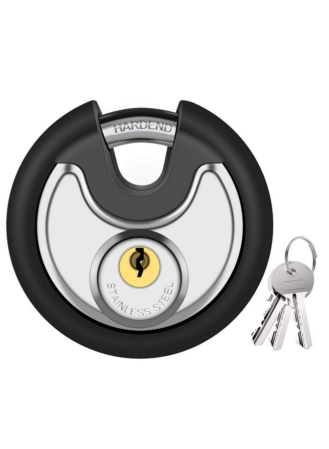 بوروما قفل بوروما بمفتاح، قفل خزانة قرص من الفولاذ المقاوم للصدأ، أقفال شديدة التحمل بثلاثة مفاتيح، قفل وحدة تخزين بوابة مقاوم للماء مع مصد مطاطي للمستودعات وخزانة تخزين الصالة الرياضية والأماكن الخارجية (عبوة واحدة) - Image 1