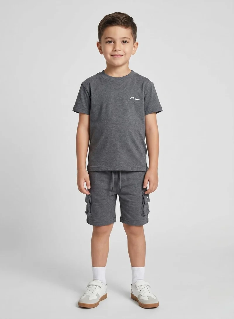 بيبي كلو Boys Grey Casual Cargo Shorts Set