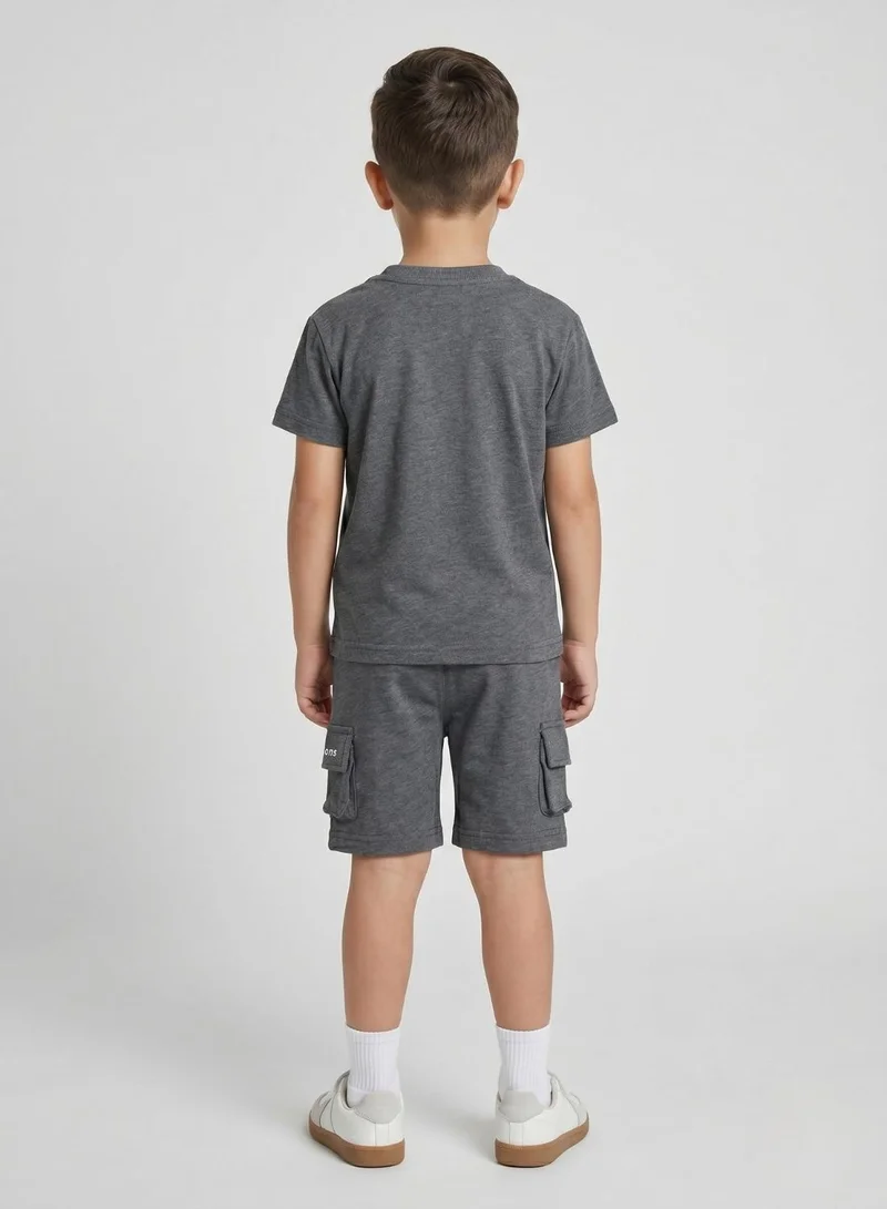 بيبي كلو Boys Grey Casual Cargo Shorts Set