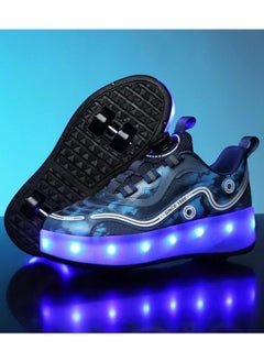 LITTLE ROCKZ حذاء رياضي بإضاءة فلاش LED بعجلة مزدوجة، حذاء رياضي لامع أنيق مع نعل لايتنينج  - Image 4