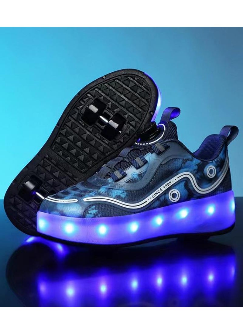 LITTLE ROCKZ Double Wheel LED Flash Light Fashion Shiny Sneaker Skate Heelys Shoes With Lightning Sole  - Image 4