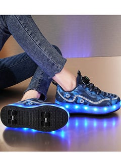 LITTLE ROCKZ حذاء رياضي بإضاءة فلاش LED بعجلة مزدوجة، حذاء رياضي لامع أنيق مع نعل لايتنينج  - Image 2