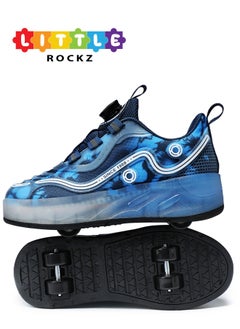 LITTLE ROCKZ حذاء رياضي بإضاءة فلاش LED بعجلة مزدوجة، حذاء رياضي لامع أنيق مع نعل لايتنينج  - Image 1