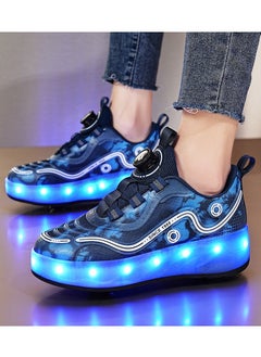 LITTLE ROCKZ حذاء رياضي بإضاءة فلاش LED بعجلة مزدوجة، حذاء رياضي لامع أنيق مع نعل لايتنينج  - Image 3