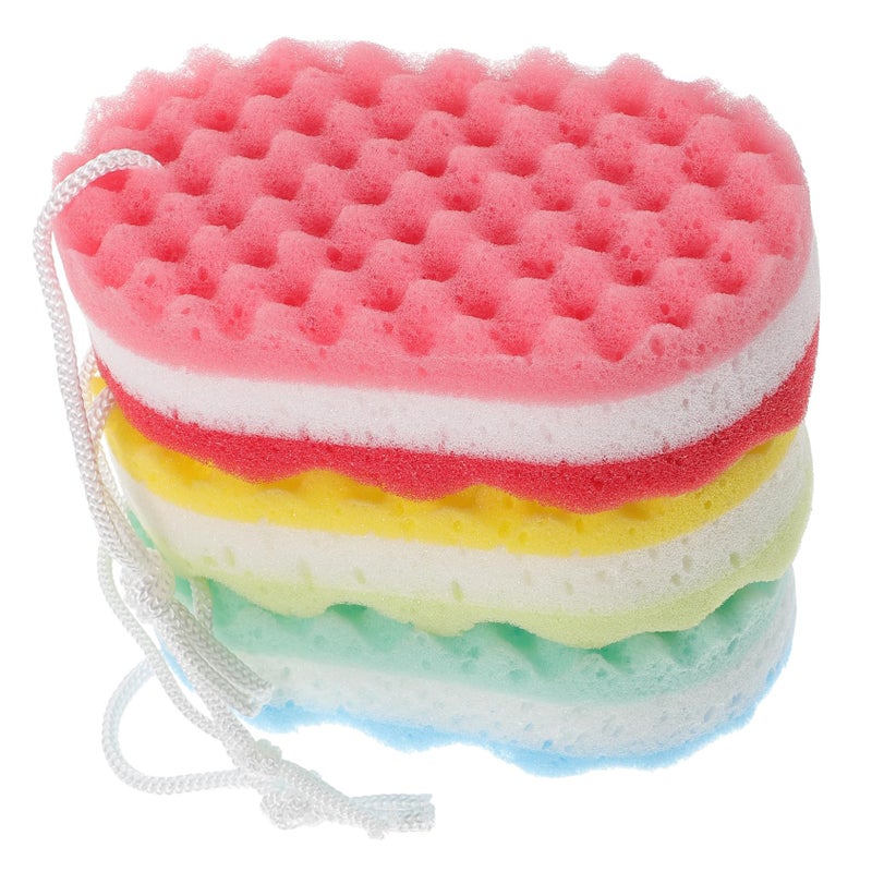 Soft Bath Sponge With Hanging Rope For Gentle Exfoliation And Deep Cleansing 3 Pack - Image 2