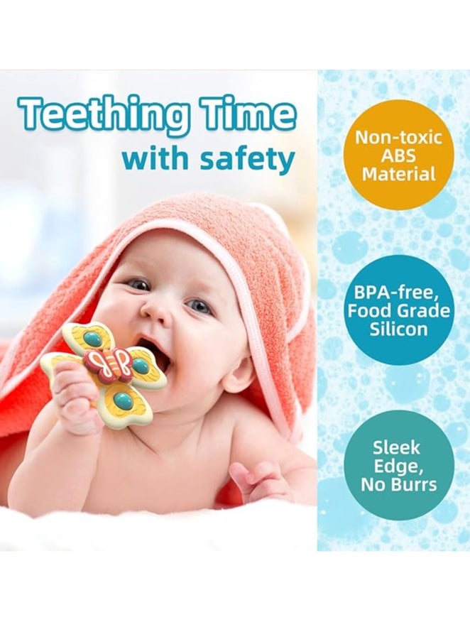 Generic - 3 Pcs Suction Cup Spinner Toy with Food Grade Teether, Rotating Spinning Top Travel Baby Fidget Toys 18 Months, Premium Bath Time Sensory Water Fun Toddler Birthday Gift - Image 1