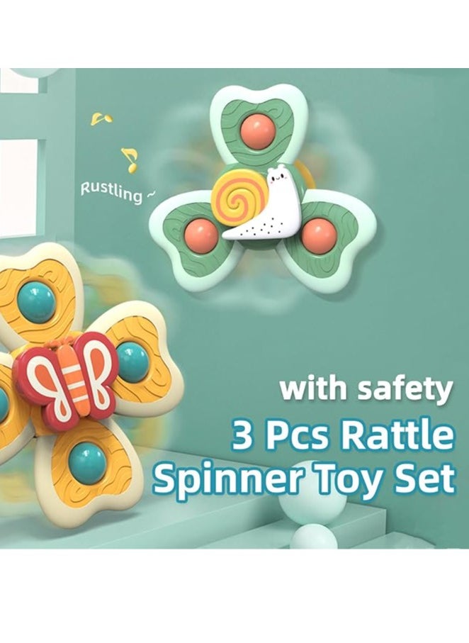Generic - 3 Pcs Suction Cup Spinner Toy with Food Grade Teether, Rotating Spinning Top Travel Baby Fidget Toys 18 Months, Premium Bath Time Sensory Water Fun Toddler Birthday Gift - Image 1