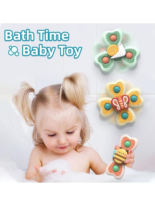 Generic - 3 Pcs Suction Cup Spinner Toy with Food Grade Teether, Rotating Spinning Top Travel Baby Fidget Toys 18 Months, Premium Bath Time Sensory Water Fun Toddler Birthday Gift - Image 1