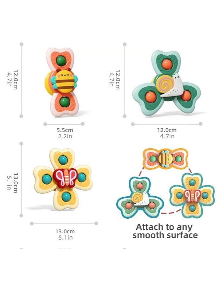 Generic - 3 Pcs Suction Cup Spinner Toy with Food Grade Teether, Rotating Spinning Top Travel Baby Fidget Toys 18 Months, Premium Bath Time Sensory Water Fun Toddler Birthday Gift - Image 1