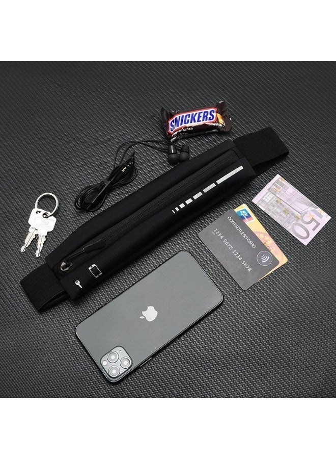 Slim Running Belt for Women Men, Runners Pack Phone Holder,Run Pouch Waist Belt for Workout Jogging, Money Belt Running Gear Accessories(Black) - Image 1