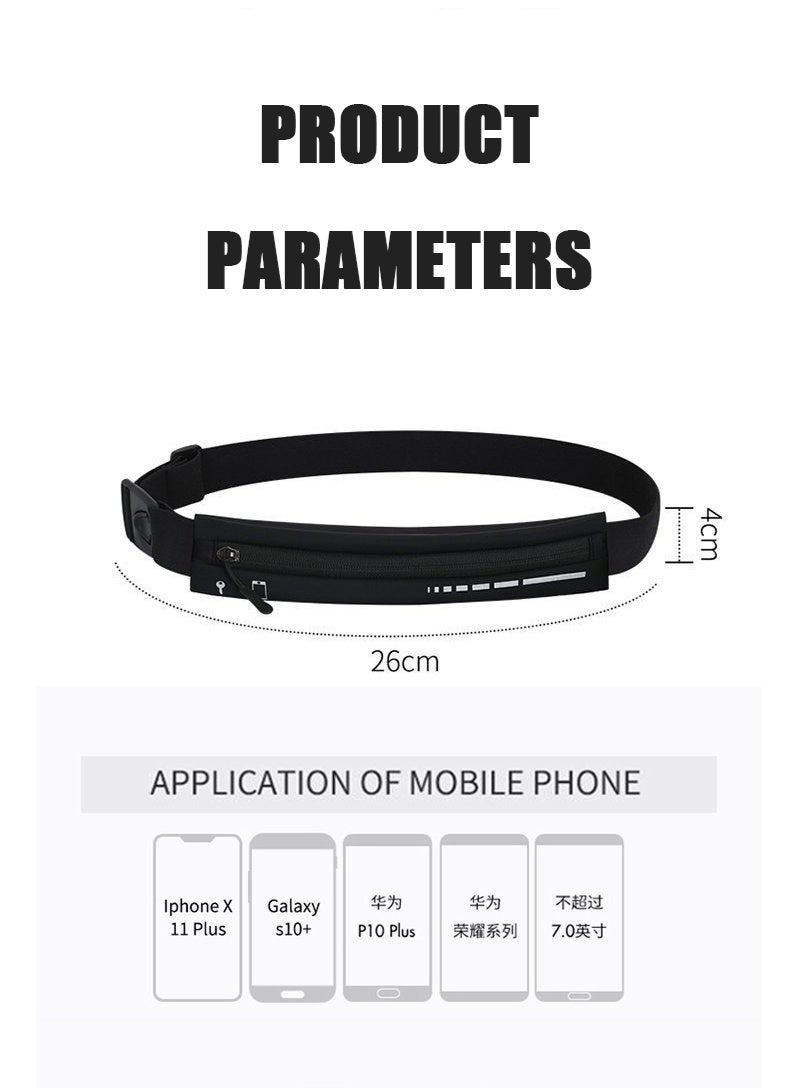 Slim Running Belt for Women Men, Runners Pack Phone Holder,Run Pouch Waist Belt for Workout Jogging, Money Belt Running Gear Accessories(Black) - Image 5