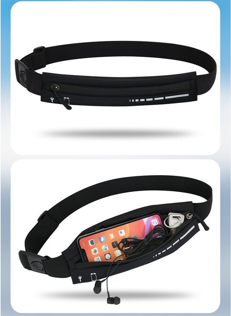 Slim Running Belt for Women Men, Runners Pack Phone Holder,Run Pouch Waist Belt for Workout Jogging, Money Belt Running Gear Accessories(Black) - Image 4