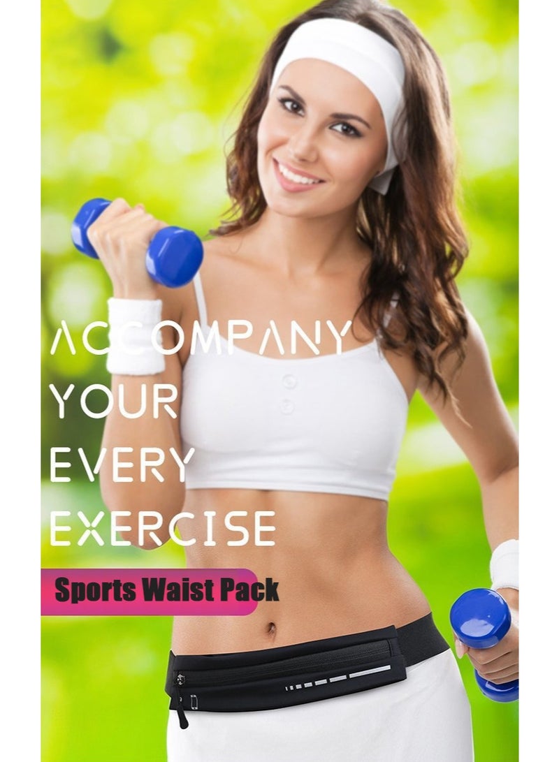 Slim Running Belt for Women Men, Runners Pack Phone Holder,Run Pouch Waist Belt for Workout Jogging, Money Belt Running Gear Accessories(Black) - Image 3