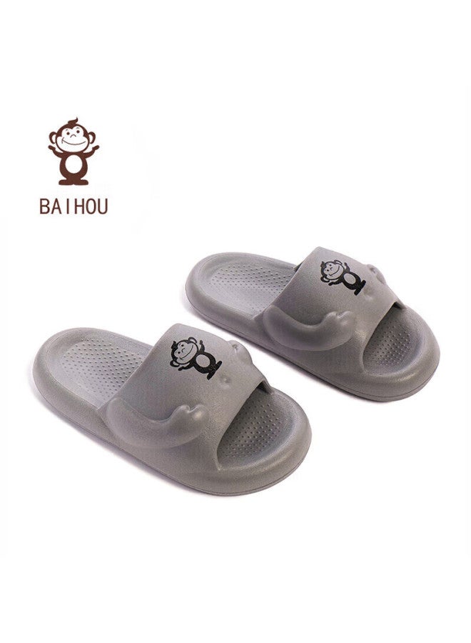Baihou Summer Cartoon Fashion Thick-soled Squishy Home Bathroom Slippers For Men And Women, 004 Gray, Size 40-41 - Image 5