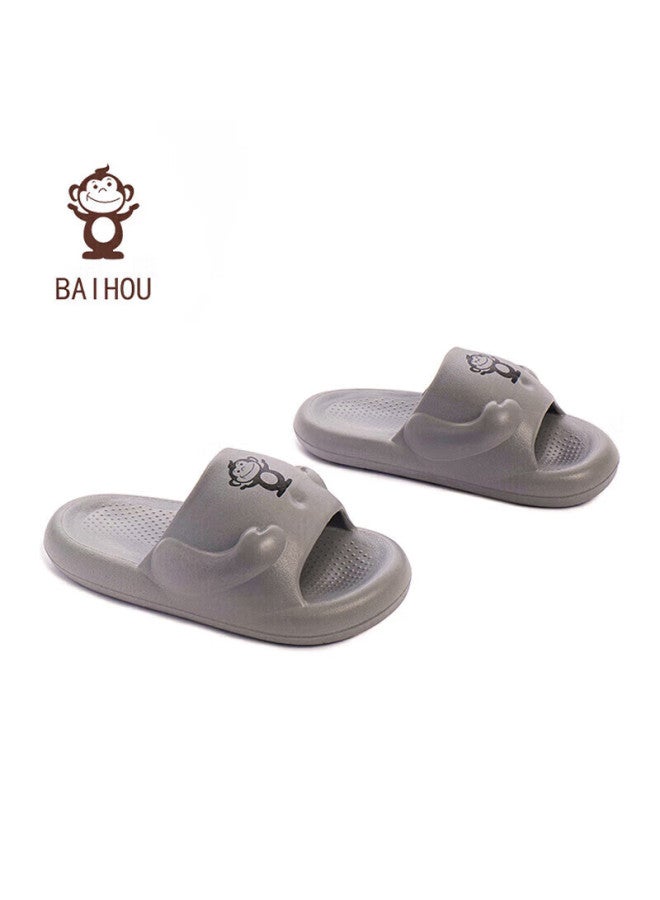Baihou Summer Cartoon Fashion Thick-soled Squishy Home Bathroom Slippers For Men And Women, 004 Gray, Size 40-41 - Image 1