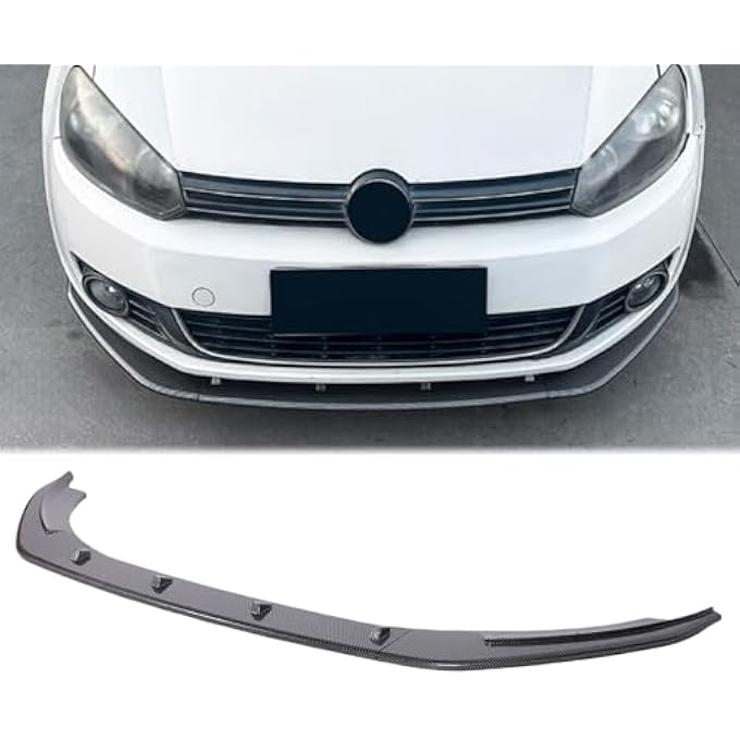 Eujgoov 3 Pieces Car Front Bumper Lip Spoiler Splitter Carbon Fiber Style for MK6 Standard 2008-2012 ABS Material Improved Aerodynamics Aggressive Look - Image 5