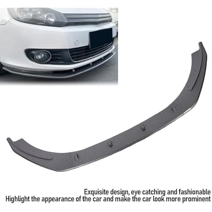 Eujgoov 3 Pieces Car Front Bumper Lip Spoiler Splitter Carbon Fiber Style for MK6 Standard 2008-2012 ABS Material Improved Aerodynamics Aggressive Look - Image 2