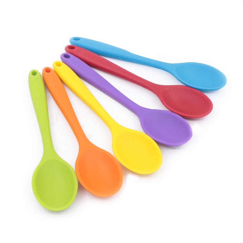 6 Pcs Silicone SpoonServing Spoon Nonstick Kitchen SpoonHeatResistant Silicone Kitchen Utensil Set for Cooking Baking Mixing