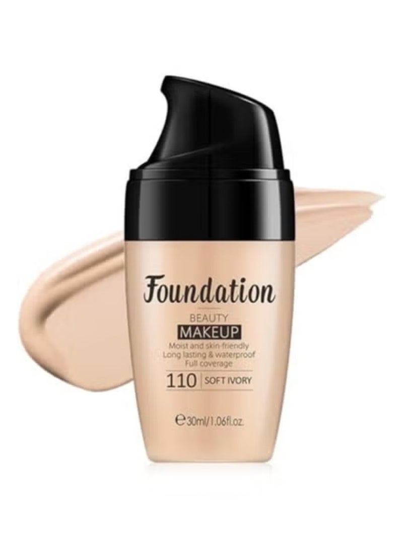 Color Changing Liquid Foundation for Mature Skin - Full Coverage, All Day Flawless, Long-Lasting Makeup Base (Ivory) - Image 1