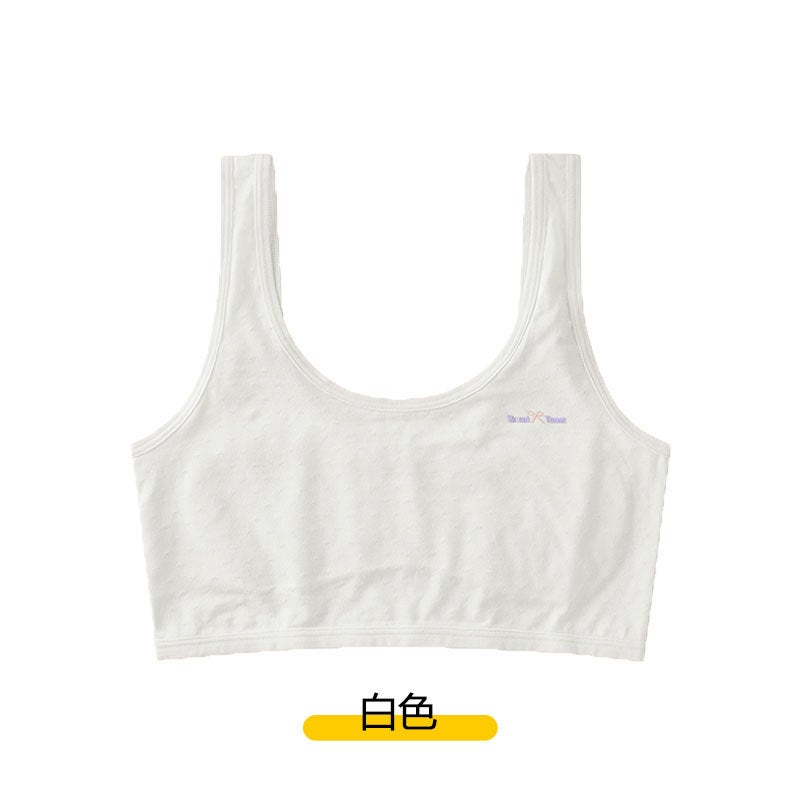 Strict Selection of Small Vest Female Students in Budding Stage of Development Junior High School Underwear Double Shoulder Strap Vest Girl Bra 6801# [Pink]]  - Image 2