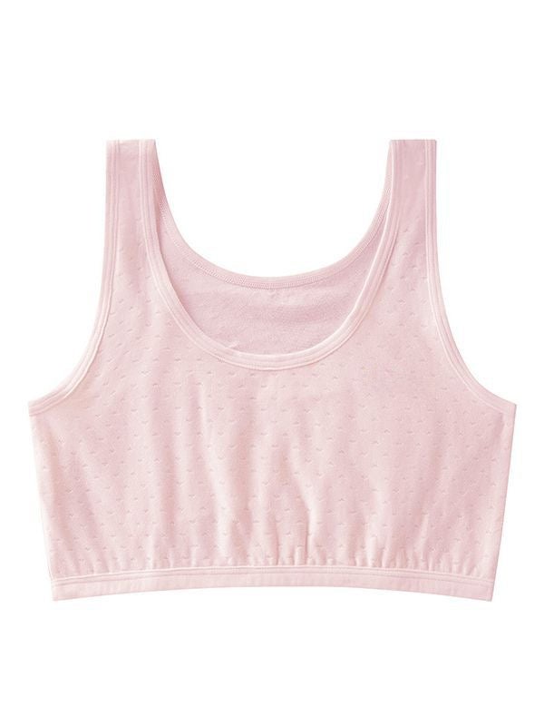 Strict Selection of Small Vest Female Students in Budding Stage of Development Junior High School Underwear Double Shoulder Strap Vest Girl Bra 6801# [Pink]]