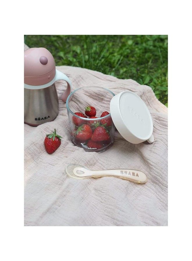 BEABA 1St Stage Silicone Spoon Baby Spoons Weaning Spoons Ergonomic Handle Vintage Pink - Image 5