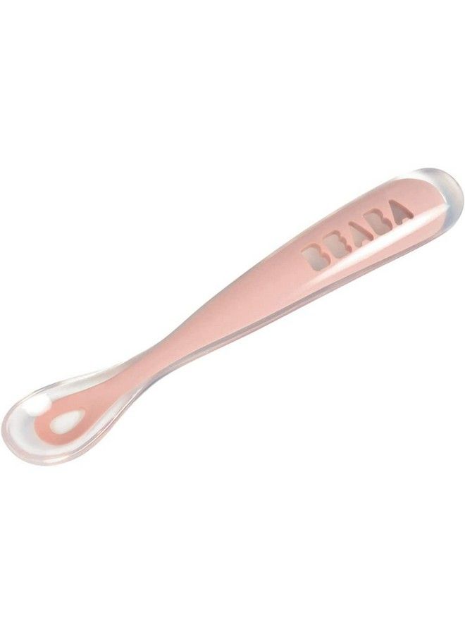 BEABA 1St Stage Silicone Spoon Baby Spoons Weaning Spoons Ergonomic Handle Vintage Pink - Image 2