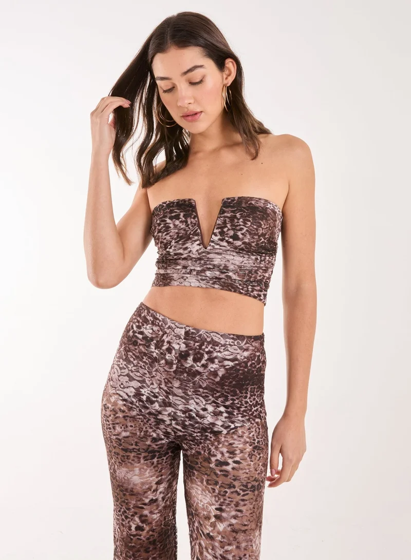 Pink Vanilla  Leopard Lace Bandeau Top for Women | Best Price UAE