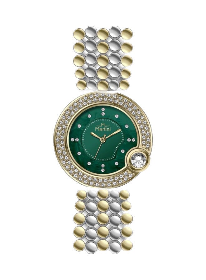MARTINI Embellished Circle Green Dial Analog Watch - Image 1
