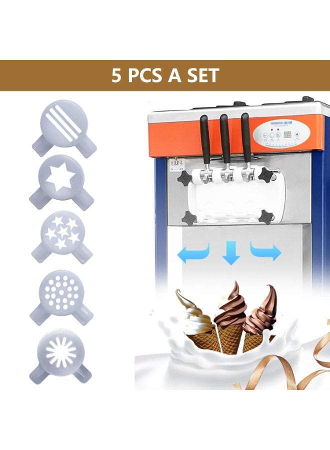 5 PCS Ice Cream Machine Nozzle, Ice Cream Maker Nozzles for Machine, Ice Cream Machine Supplies Nozzles for Ice Cream Machine, ce Cream Machine Replacement Parts Cake Decor Tips Modeling Caps